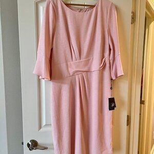 NWT Adrianna Papell Draped Sheath Dress, Rio Knit Women's Size 18, Soft Blush